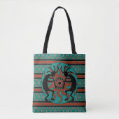 Tribal Kokopelli Zuidwest Turquoise Tote Bag (Voorkant)