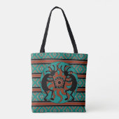 Tribal Kokopelli Zuidwest Turquoise Tote Bag (Achterkant)