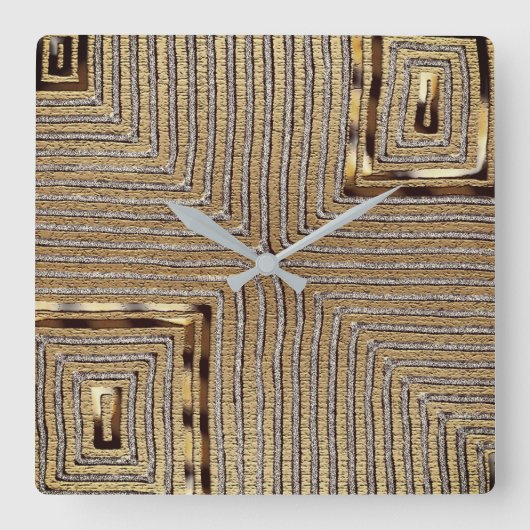 Tribal Kuba Cloth Print Square Wall klok (Voorkant)