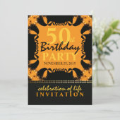 Tribal Lace Batik 50ste verjaardag uitnodigingen (Staand voorkant)