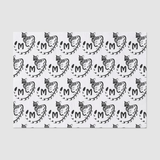 Tribal Large Spotted Genet Monogram Tissuepapier (Voorkant)