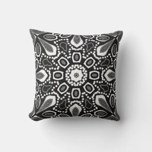 Tribal Lily Black White Geometric Mandala Cushion Kussen
