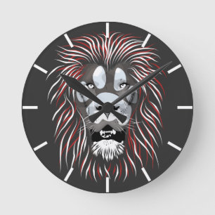 Tribal Lion Face Ronde Klok