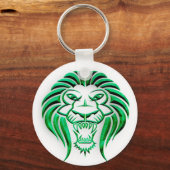 Tribal Lion Head-Green Sleutelhanger (Voorkant)