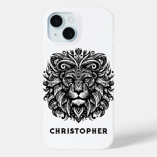Tribal Lion Naam toevoegen Case-Mate iPhone Case (Achterkant)