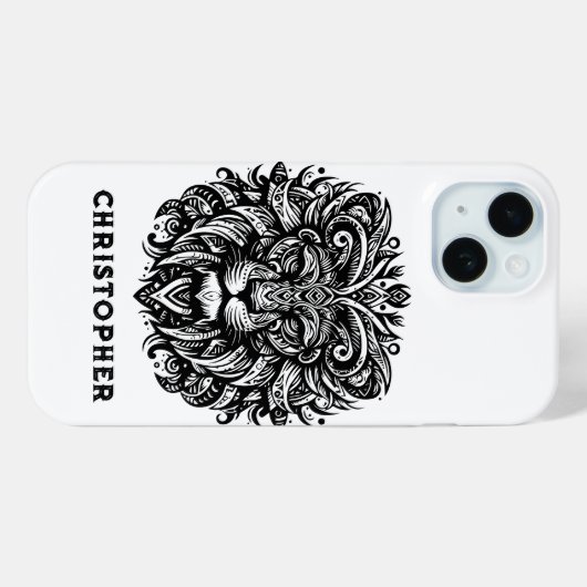 Tribal Lion Naam toevoegen Case-Mate iPhone Case (Achterkant (horizontaal))