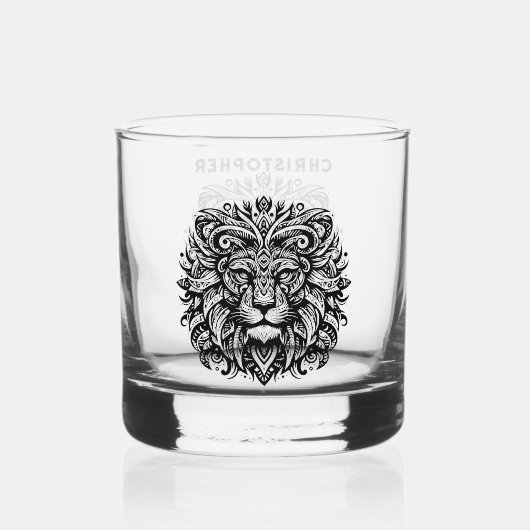 Tribal Lion Naam toevoegen Whisky Glas (Achterkant)
