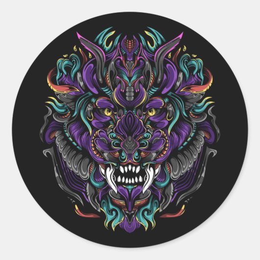 Tribal Lion Ronde Sticker (Voorkant)