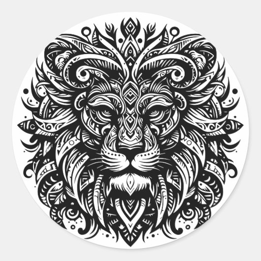 Tribal Lion Ronde Sticker (Voorkant)
