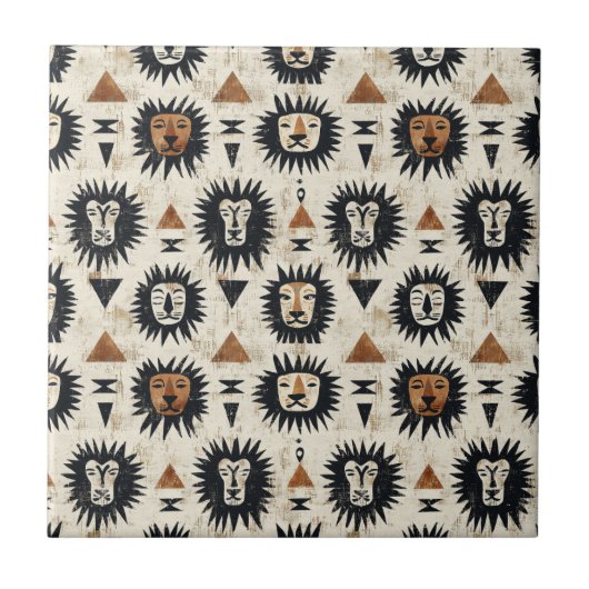 Tribal Lion Safari Pattern Tegeltje (Voorkant)