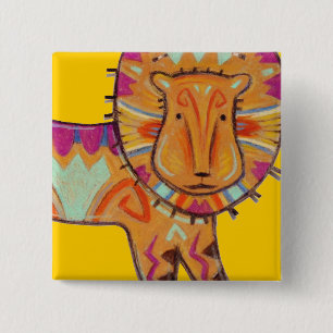 Tribal Lion Vierkante Button 5,1 Cm
