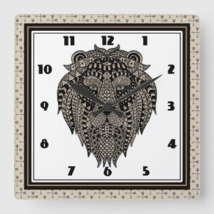 Tribal Lion Vierkante Klok