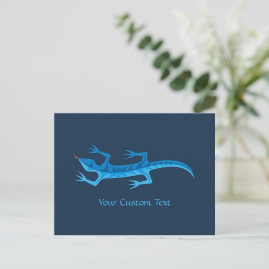 Tribal Lizard Blue Briefkaart (Staand voorkant)