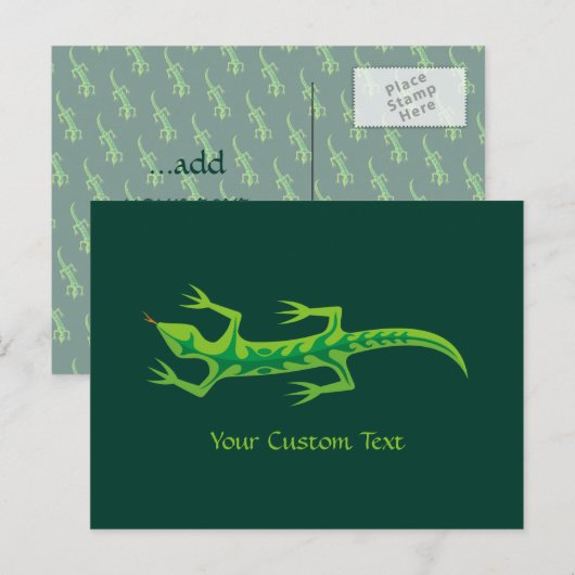Tribal Lizard Green Briefkaart (Voorkant / Achterkant)
