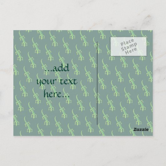 Tribal Lizard Green Briefkaart (Achterkant)