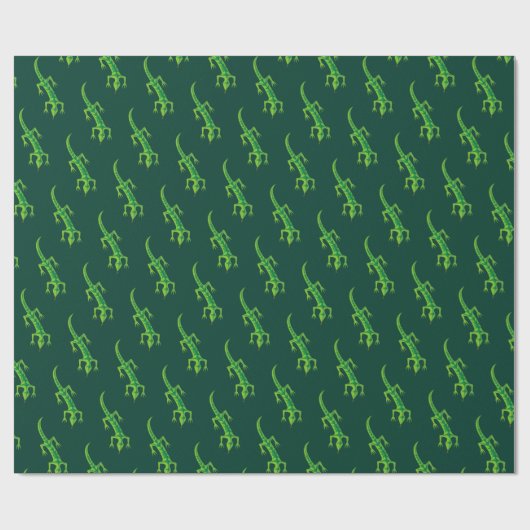 Tribal Lizard Green Pattern Cadeaupapier (Vlak)