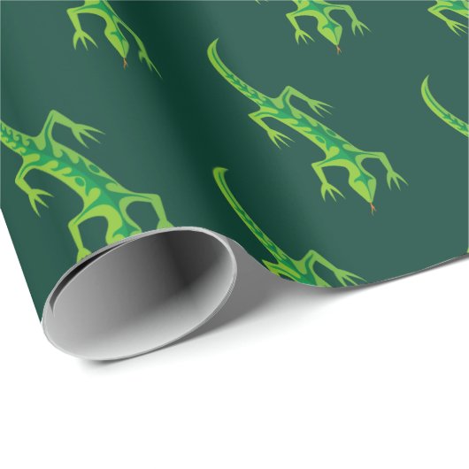 Tribal Lizard Green Pattern Cadeaupapier (Rol Hoek)
