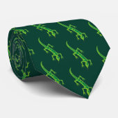 Tribal Lizard Green Pattern Stropdas (Opgerold)