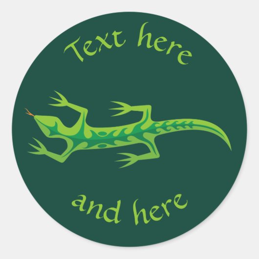 Tribal Lizard Green Ronde Sticker (Voorkant)