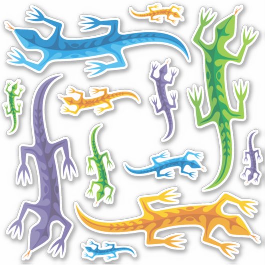 Tribal Lizard Iconen Set Sticker (Voorkant)