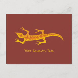 Tribal Lizard Oranje Briefkaart