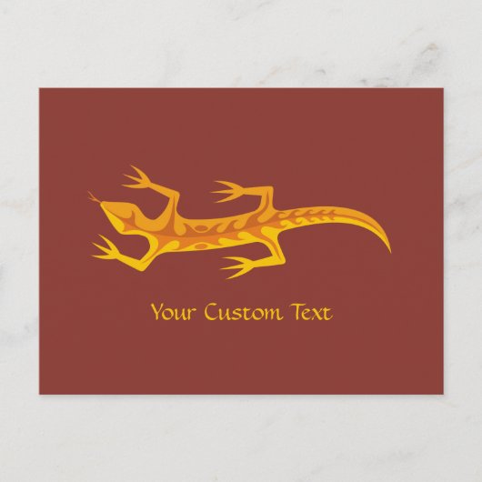Tribal Lizard Oranje Briefkaart (Voorkant)