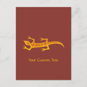 Tribal Lizard Oranje Briefkaart