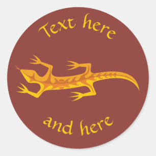 Tribal Lizard Oranje Ronde Sticker