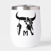 Tribal Longhorn Bull Skull met zwarte doether (Voorkant)