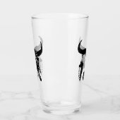 Tribal Longhorn Bull Skull met zwarte doether Glas (Links)