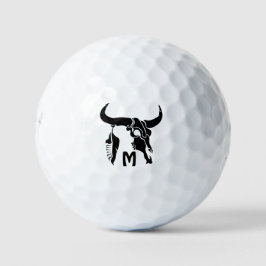 Tribal Longhorn Bull Skull met zwarte doether Golfballen