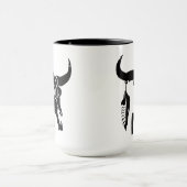 Tribal Longhorn Bull Skull met zwarte doether Mok (Midden)