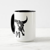 Tribal Longhorn Bull Skull met zwarte doether Mok (Voorkant links)