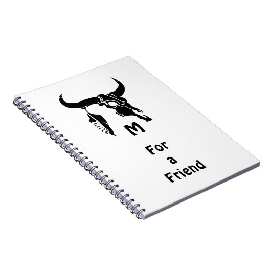 Tribal Longhorn Bull Skull met zwarte doether Notitieboek (Rechterzijde)