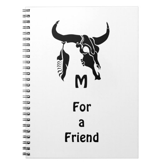 Tribal Longhorn Bull Skull met zwarte doether Notitieboek (Voorkant)