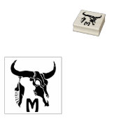 Tribal Longhorn Bull Skull met zwarte doether Rubberstempel (Gestempeld)