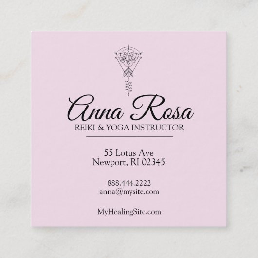 *~* Tribal Lotus Sparkle Rays Healing Reiki Vierkante Visitekaartje (Achterkant)