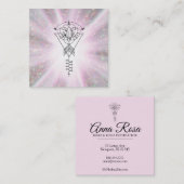 *~* Tribal Lotus Sparkle Rays Healing Reiki Vierkante Visitekaartje (Voorkant / Achterkant)