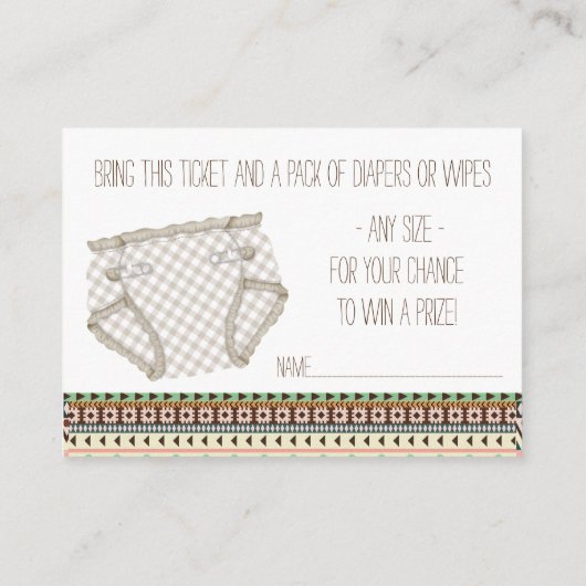 Tribal Luier Raffle Tickets Informatiekaartje (Achterkant)