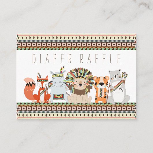 Tribal Luier Raffle Tickets Informatiekaartje (Voorkant)