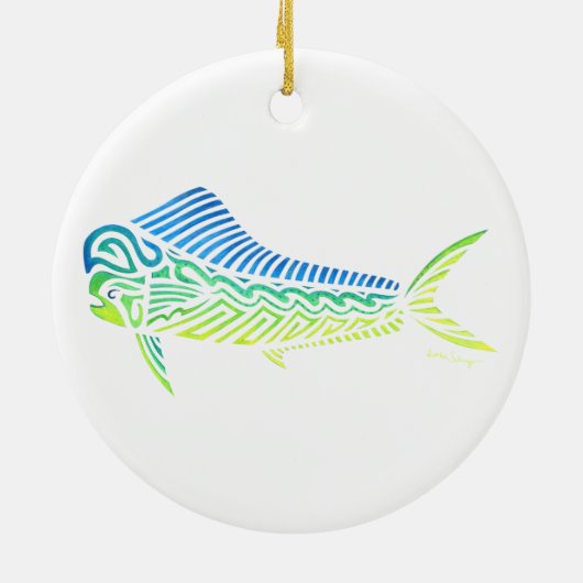 Tribal Mahi Mahi Keramisch Ornament (Achterkant)