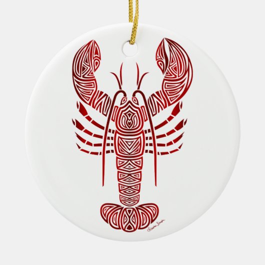 Tribal Maine Lobster Keramisch Ornament (Voorkant)