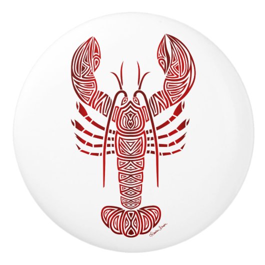 Tribal Maine Lobster Keramische Knop (Voorkant)