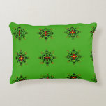 Tribal Mandala Art Accent Kussen<br><div class="desc">This unique hand-drawn mandala features a rustic,  artistic charm with natural variations in the pattern alignment. Detailed with bold Tribal-inspired patterns and vivid colors on a vibrant green background,  this design brings a mysterious and timeless energy to your home decor.</div>
