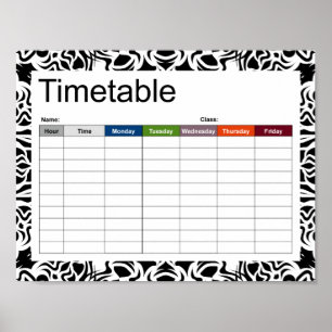 Tribal Mandala Black Timtable Poster