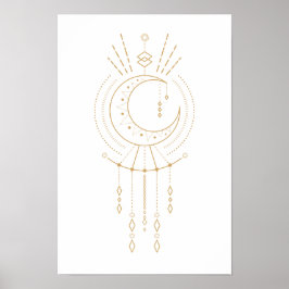 Tribal Mandala Modern Gold Geometry Moon Elements Poster