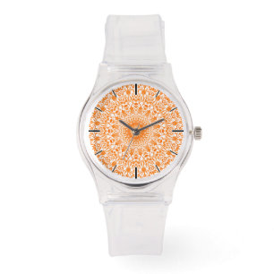 Tribal Mandala Oranje Horloge