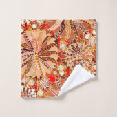 Tribal Mandala Print, bruin, beige en rood Bad Handdoek (Wasdoekje)