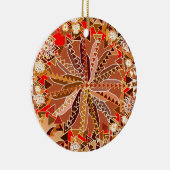 Tribal Mandala Print, bruin, beige en rood Keramisch Ornament (Rechts)