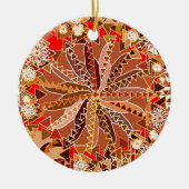 Tribal Mandala Print, bruin, beige en rood Keramisch Ornament (Voorkant)
